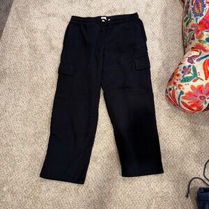 Aritzia Black Sweatfleece Mega Fit Cargo Pants TALL